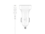 Techancy TC6401 Carregador de Carro Duplo USB 2.4A com Cabo Lightning Branco Techancy TC6401 Carregador de Carro Duplo USB 2.4A com Cabo Lightning Branco