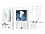 Techancy TC6401 Carregador de Carro Duplo USB 2.4A com Cabo Lightning Branco Techancy TC6401 Carregador de Carro Duplo USB 2.4A com Cabo Lightning Branco