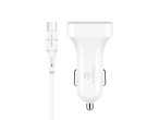 Techancy TC6403 Carregador de Carro Duplo USB 2.4A com Cabo Micro USB Branco Techancy TC6403 Carregador de Carro Duplo USB 2.4A com Cabo Micro USB Branco