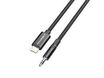 Techancy KQ2604 Cavo Audio Digitale da 8 Pin a 3,5mm, 1m, Intrecciato, Compatibile con Smartphone, A Techancy KQ2604 Cavo Audio Digitale da 8 Pin a 3,5mm, 1m, Intrecciato, Compatibile con Smartphone, A