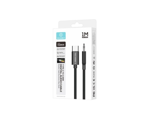 Techancy KQ2605 Cavo Audio Digitale USB-C a 3,5mm, 1m, Intrecciato, Compatibile con Smartphone, Auto