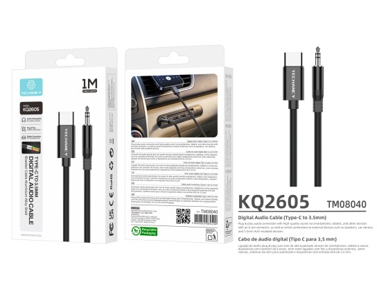 Techancy KQ2605 Cavo Audio Digitale USB-C a 3,5mm, 1m, Intrecciato, Compatibile con Smartphone, Auto