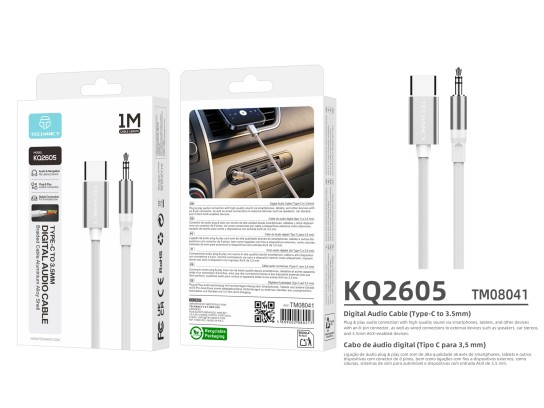 Techancy KQ2605 Cavo Audio Digitale USB-C a 3,5mm, 1m, Intrecciato, Compatibile con Smartphone, Auto