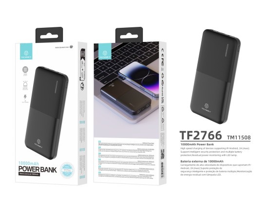 Batería de carga externa 2A 10000 Mah, Powerbank para Smartphone Negro Batería de carga externa 2A 10000 Mah, Powerbank para Smartphone Negro