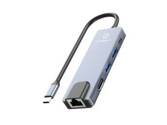 Techancy KT2910 5-in-1 USB-C Hub with HDMI, PD, USB 3.0/2.0 and RJ45, Compatible with PCs and Smartp Techancy KT2910 5-in-1 USB-C Hub with HDMI, PD, USB 3.0/2.0 and RJ45, Compatible with PCs and Smartp
