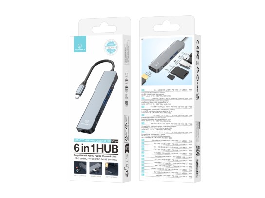 Techancy KT2909 Hub USB-C 6 in 1 con HDMI, PD, USB 3.0/2.0 e Lettore di Schede TF/SD, Compatibile co Techancy KT2909 Hub USB-C 6 in 1 con HDMI, PD, USB 3.0/2.0 e Lettore di Schede TF/SD, Compatibile co