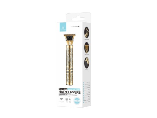 Techancy MN6031 Haarschneider mit Stahlklinge, 18650-Akku, USB-C-Ladung, Metallgehäuse, Gold Techancy MN6031 Haarschneider mit Stahlklinge, 18650-Akku, USB-C-Ladung, Metallgehäuse, Gold