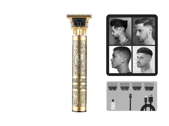 Techancy MN6031 Haarschneider mit Stahlklinge, 18650-Akku, USB-C-Ladung, Metallgehäuse, Gold Techancy MN6031 Haarschneider mit Stahlklinge, 18650-Akku, USB-C-Ladung, Metallgehäuse, Gold
