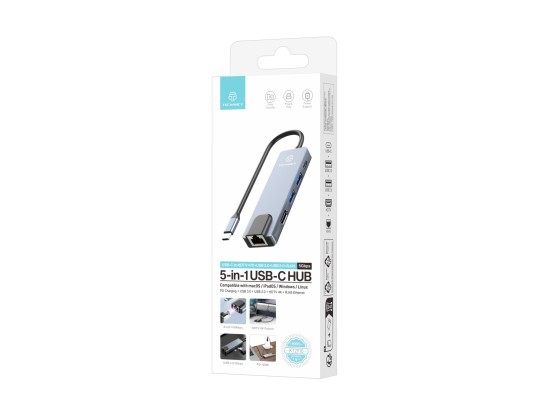 Techancy KT2910 5-in-1 USB-C Hub with HDMI, PD, USB 3.0/2.0 and RJ45, Compatible with PCs and Smartp Techancy KT2910 5-in-1 USB-C Hub with HDMI, PD, USB 3.0/2.0 and RJ45, Compatible with PCs and Smartp