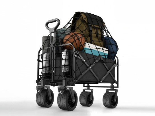 Techancy TM25400 Carrello Pieghevole Multiuso per Campeggio e Spesa, 4 Ruote, Manico Telescopico, Ne Techancy TM25400 Carrello Pieghevole Multiuso per Campeggio e Spesa, 4 Ruote, Manico Telescopico, Ne