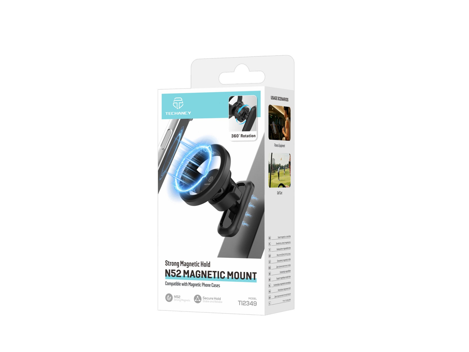 Techancy Soporte magnético de doble cara para móvil TI2349, imanes N52, giro de 360°, plegable, mult Techancy Soporte magnético de doble cara para móvil TI2349, imanes N52, giro de 360°, plegable, mult