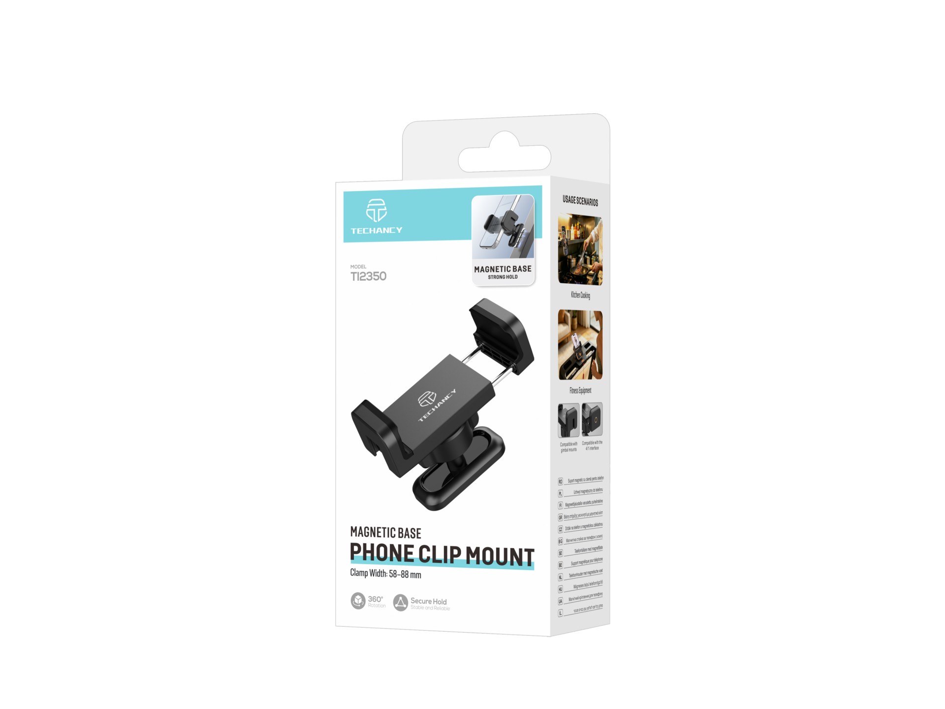 Techancy TI2350 Clip Phone Holder for 58-88mm Devices, N52 Magnetic Base, 360 Degree Rotation, Multi Techancy TI2350 Clip Phone Holder for 58-88mm Devices, N52 Magnetic Base, 360 Degree Rotation, Multi