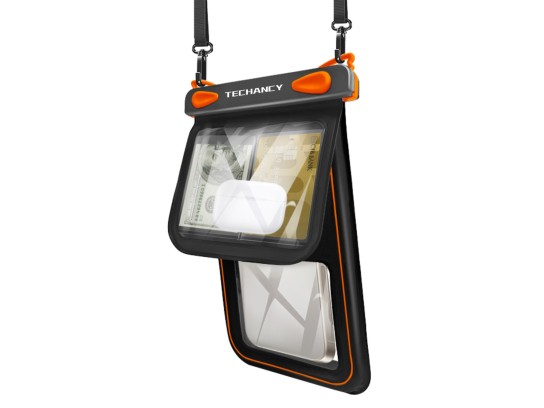 Techancy Bolsa Impermeavel para Telemovel TU7455, Bolso Duplo, 8.5 Polegadas, IPX8, 10m, Tatil, Pret Techancy Bolsa Impermeavel para Telemovel TU7455, Bolso Duplo, 8.5 Polegadas, IPX8, 10m, Tatil, Pret