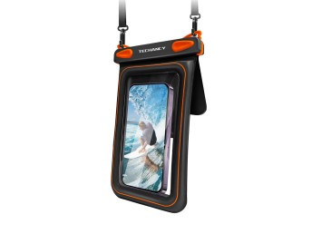 Techancy Bolsa Impermeavel para Telemovel TU7455, Bolso Duplo, 8.5 Polegadas, IPX8, 10m, Tatil, Pret