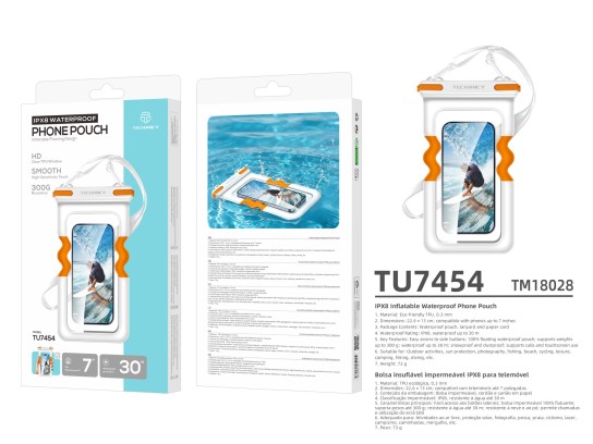 Techancy Pochette étanche gonflable pour smartphone TU7454, 7 pouces, IPX8, étanche jusqu'à 30 m, fl Techancy Pochette étanche gonflable pour smartphone TU7454, 7 pouces, IPX8, étanche jusqu'à 30 m, fl
