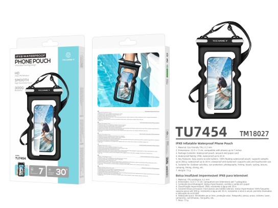 Techancy Funda impermeable hinchable para m�vil TU7454, 7 pulgadas, IPX8, sumergible hasta 30 m, flo